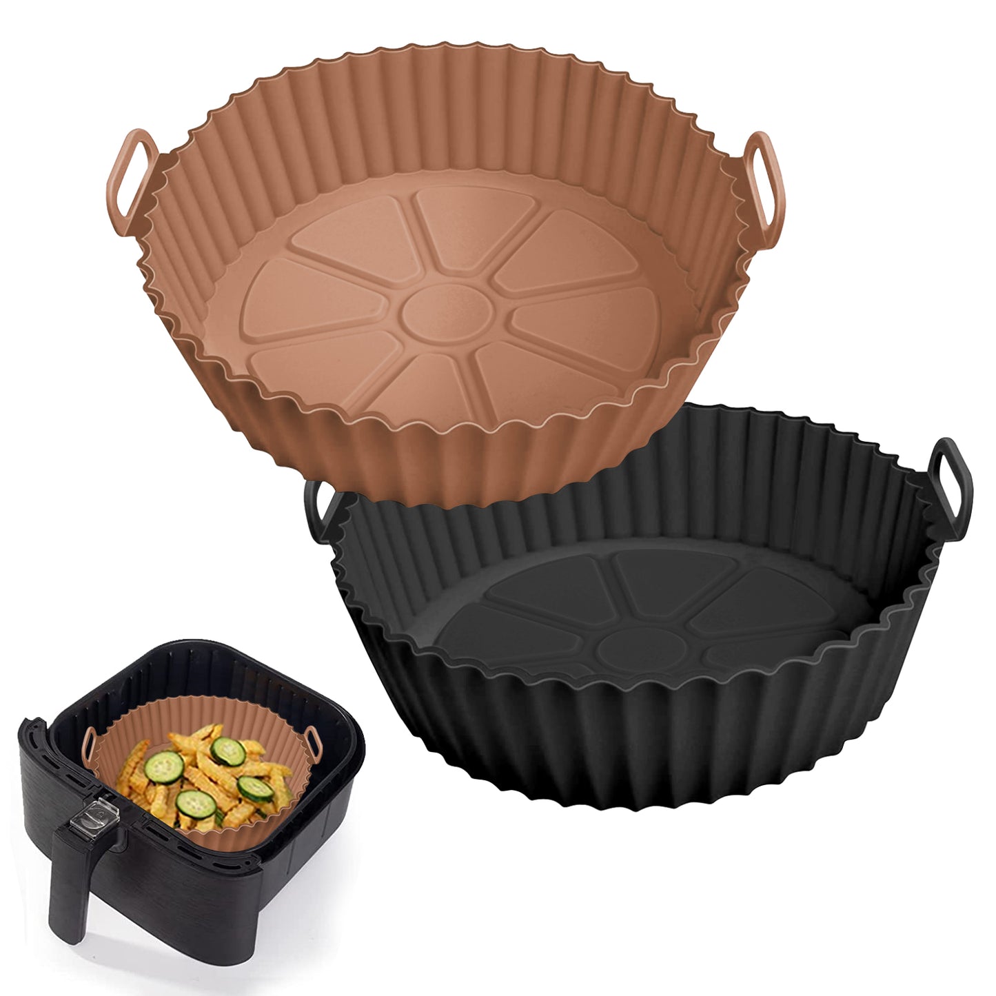 Air Fryer Silicone Pot Air Fryer Basket Linings Non-Stick Oven Baking Tray+ Paper