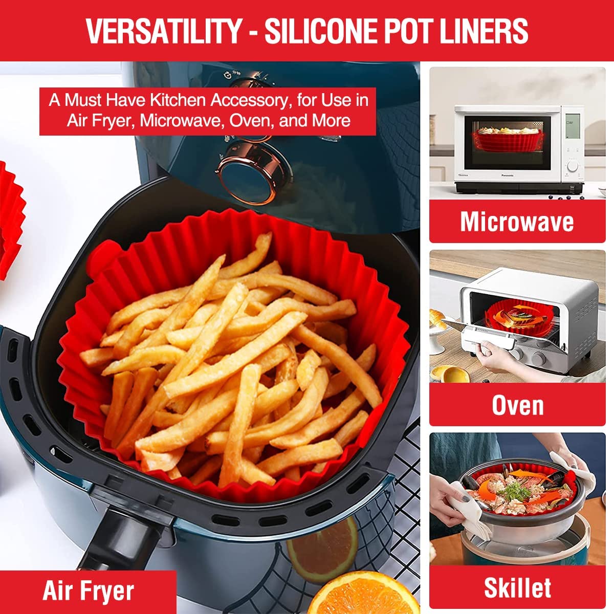 Air Fryer Silicone Pot Baking Pan Air Fryer Tray Lining