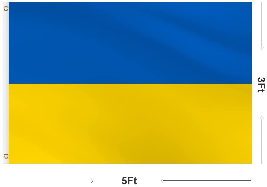 AKSDTH Ukraine Flag 3x5 Ft Outdoor Indoor Decoration Flag Banner with Two Brass Grommets Ukrainian National Flags I Stand with Ukraine